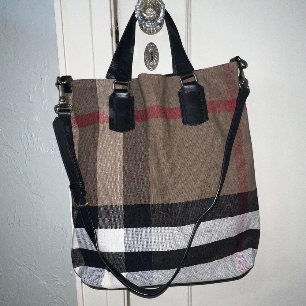 Burberry Canvas Check Medium Tottenham Tote Black EXCELLENT